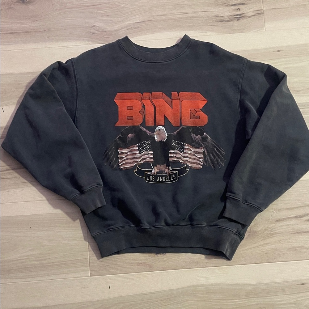 Anine Bing Charcoal Graphic Crewneck Sweater